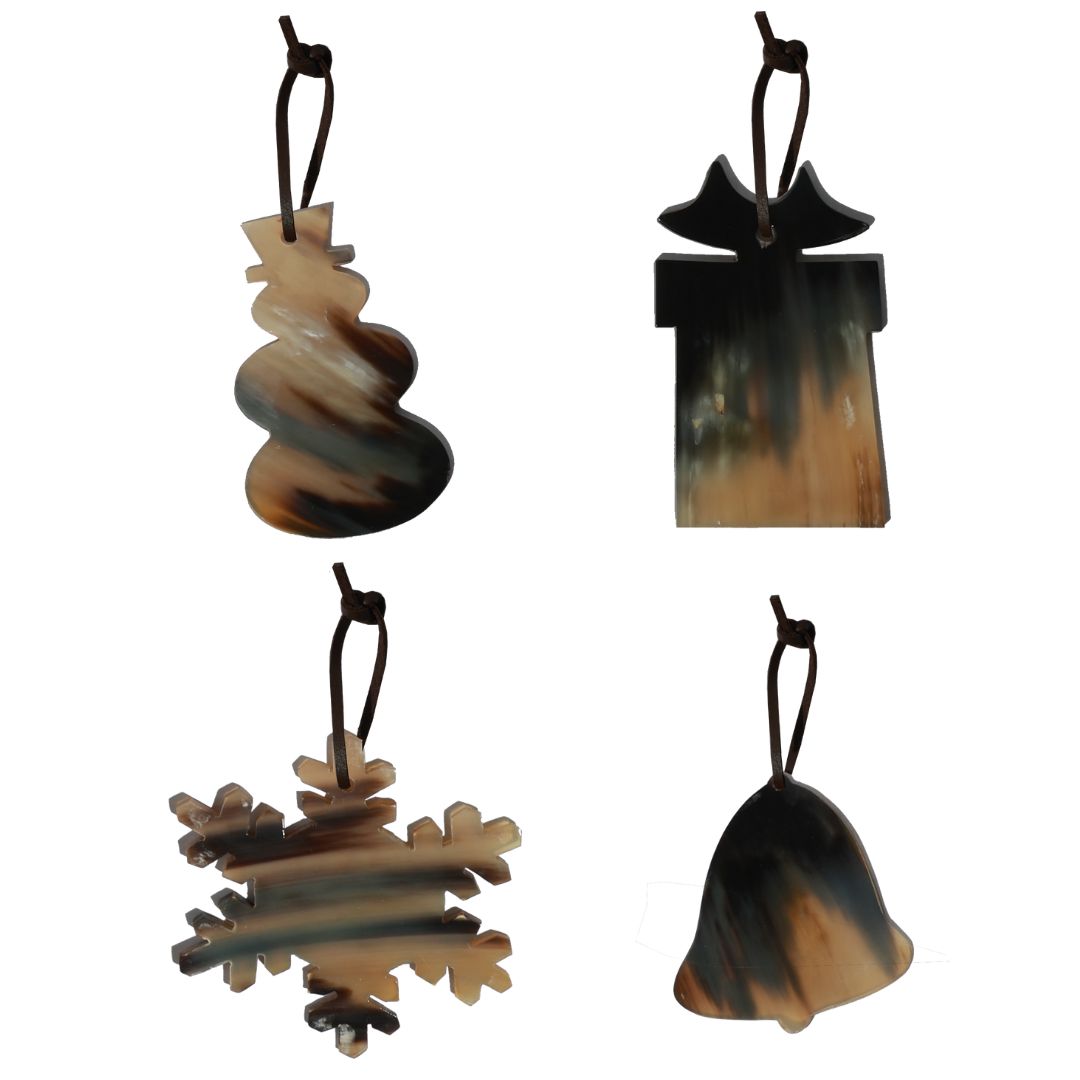 PAMPA Set of 4 Christmas Tree Horn Ornaments - TWO