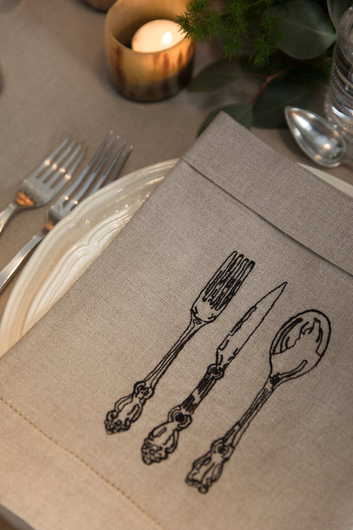 SABOR 4 Napkins & 4 Placemats - Natural & Black