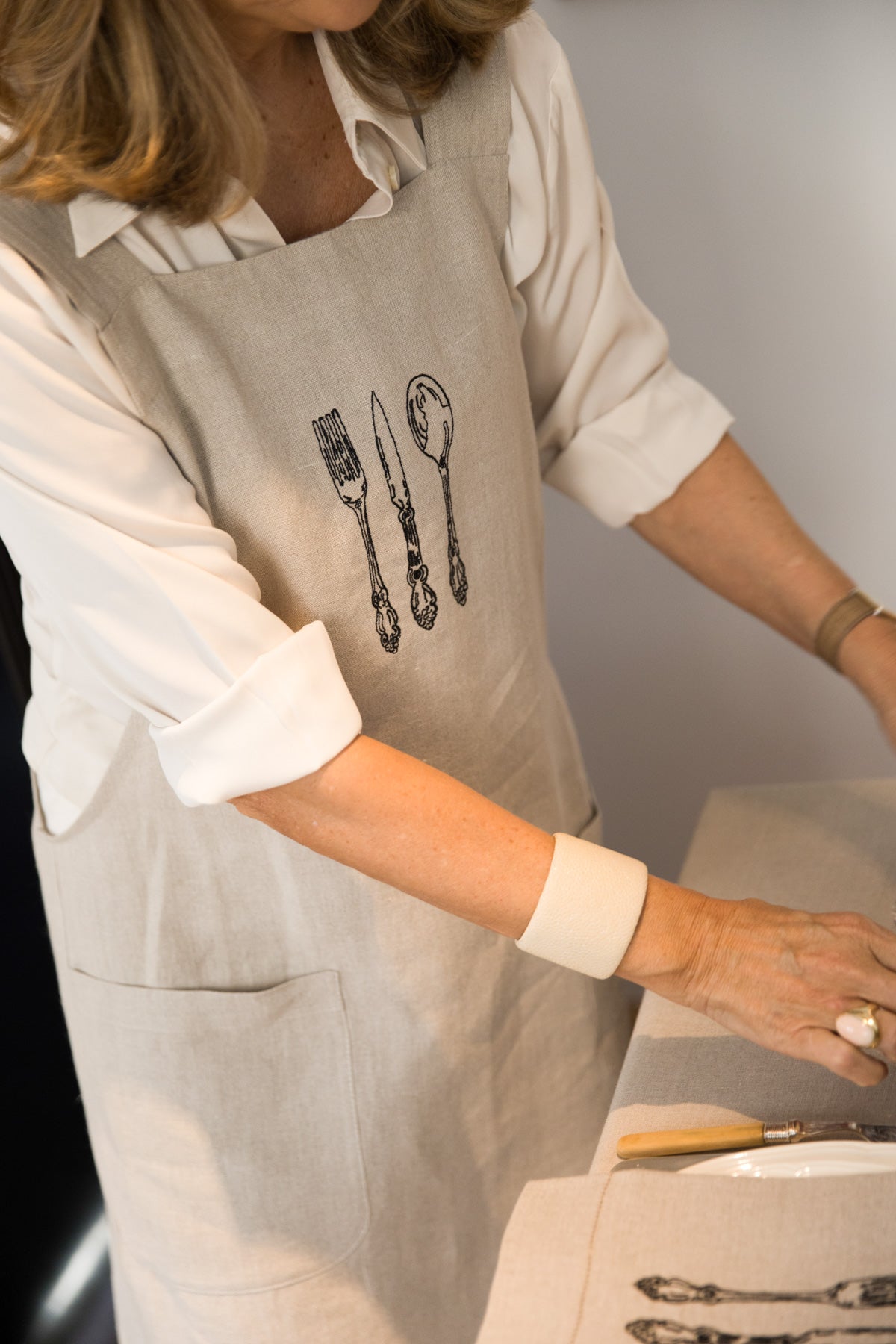 SABOR Pure Linen Apron - Natural & Black