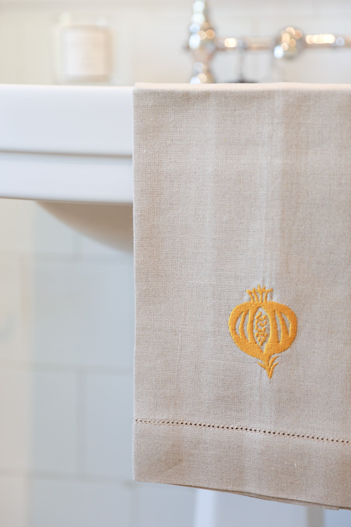 GRANADA Linen Guest Towel - Saffron