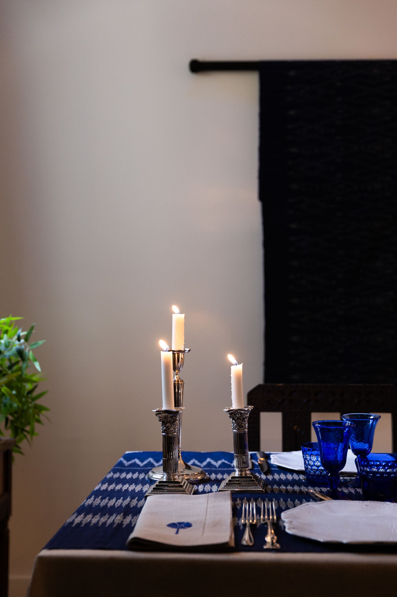 AGRA 4 Napkins & 4 Placemats - Natural & Blue
