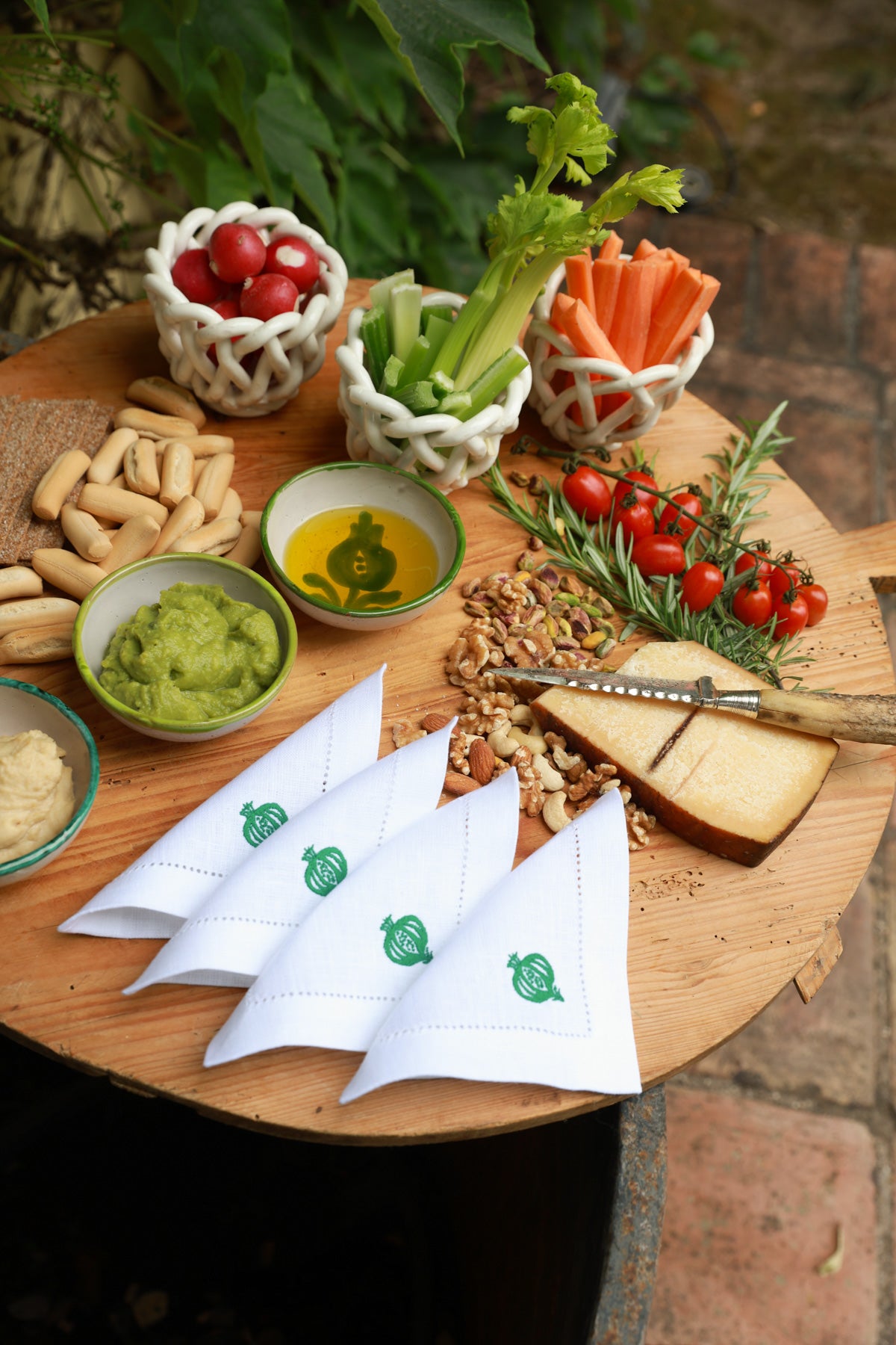 GRANADA Set of 8 linen cocktail napkins - Green
