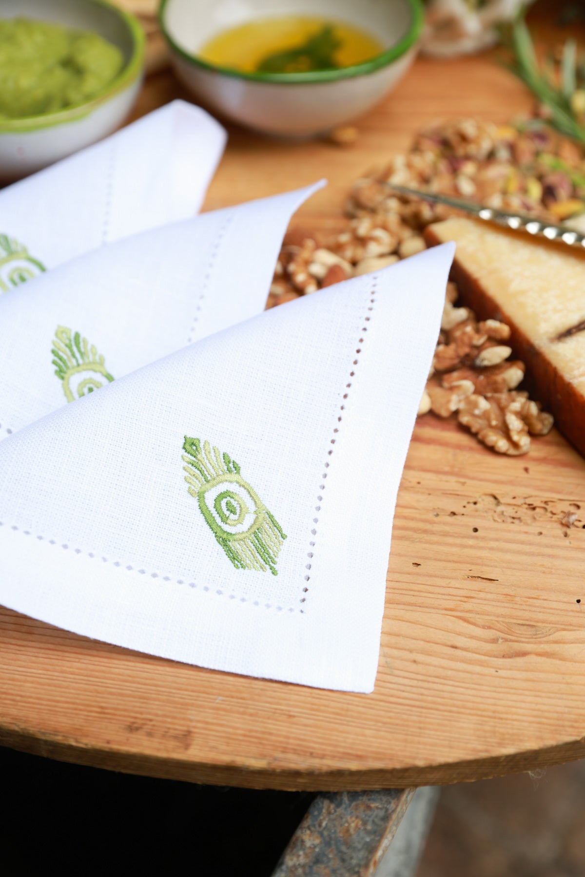 MACONDO Set of 8 linen cocktail napkins - Green