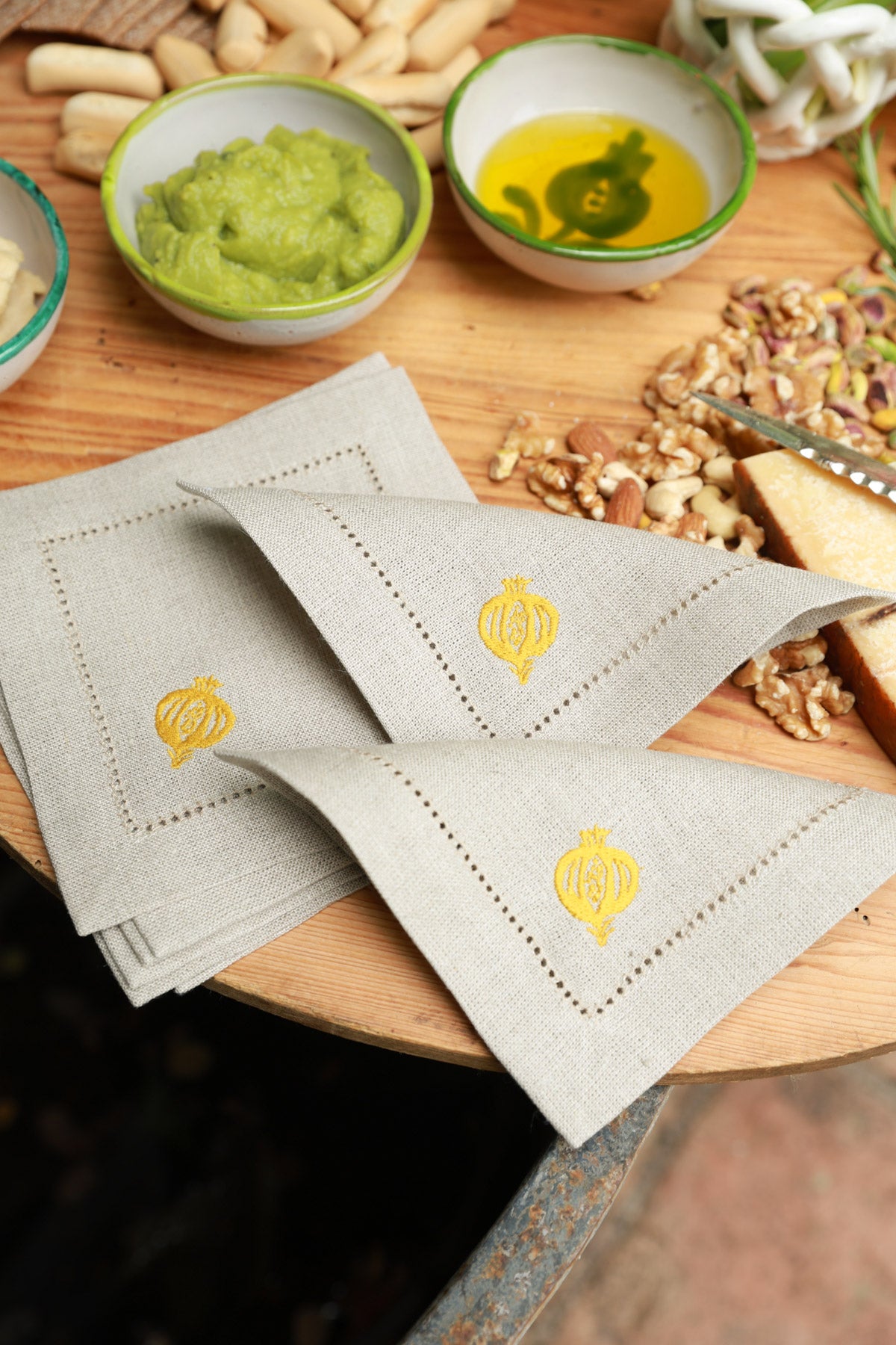 GRANADA Set of 8 linen cocktail napkins - Saffron