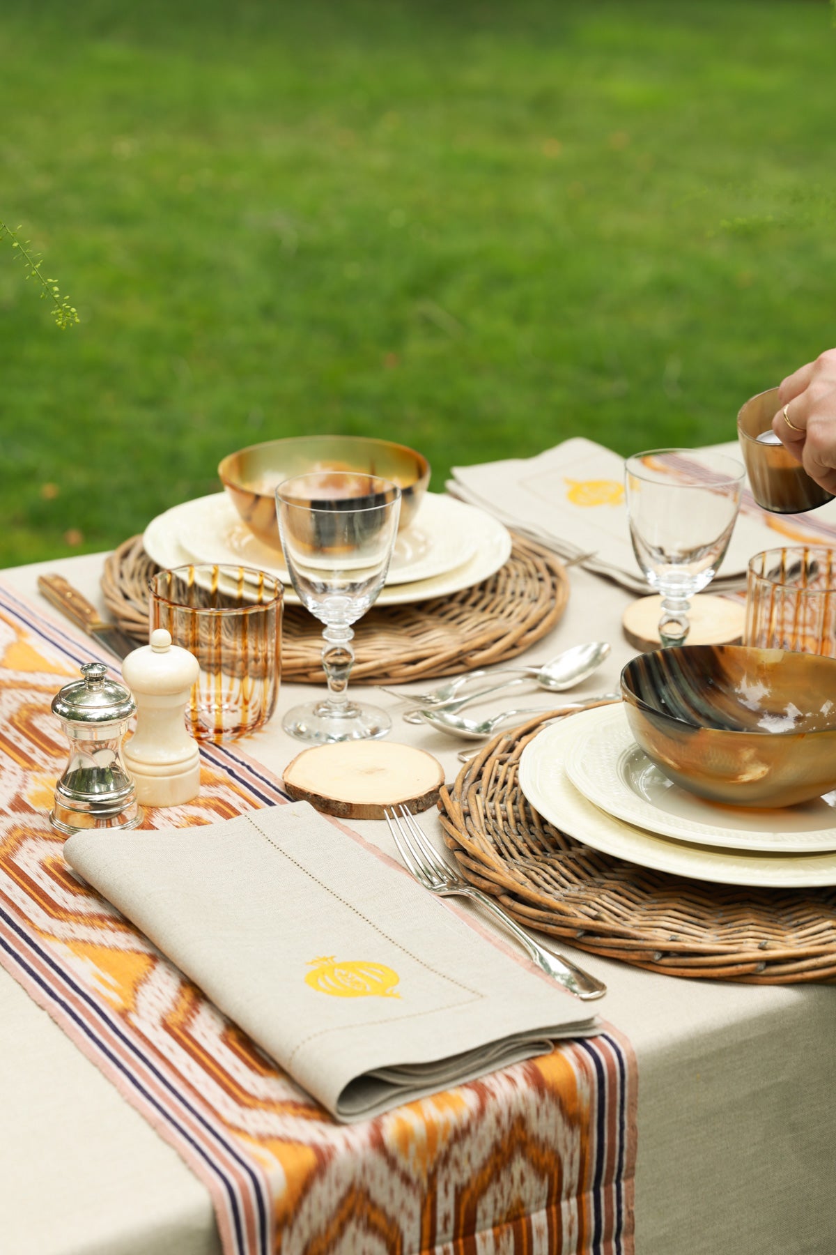 GRANADA Pure Linen Dining Set (For 4) - Saffron