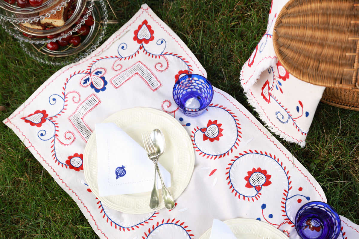GRANADA Set of 8 linen cocktail napkins - Blue
