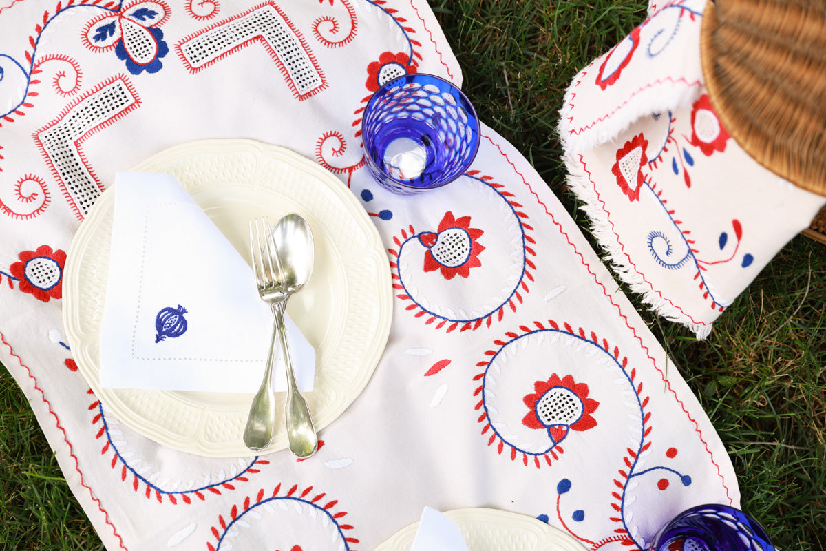 GRANADA Set of 8 linen cocktail napkins - Blue