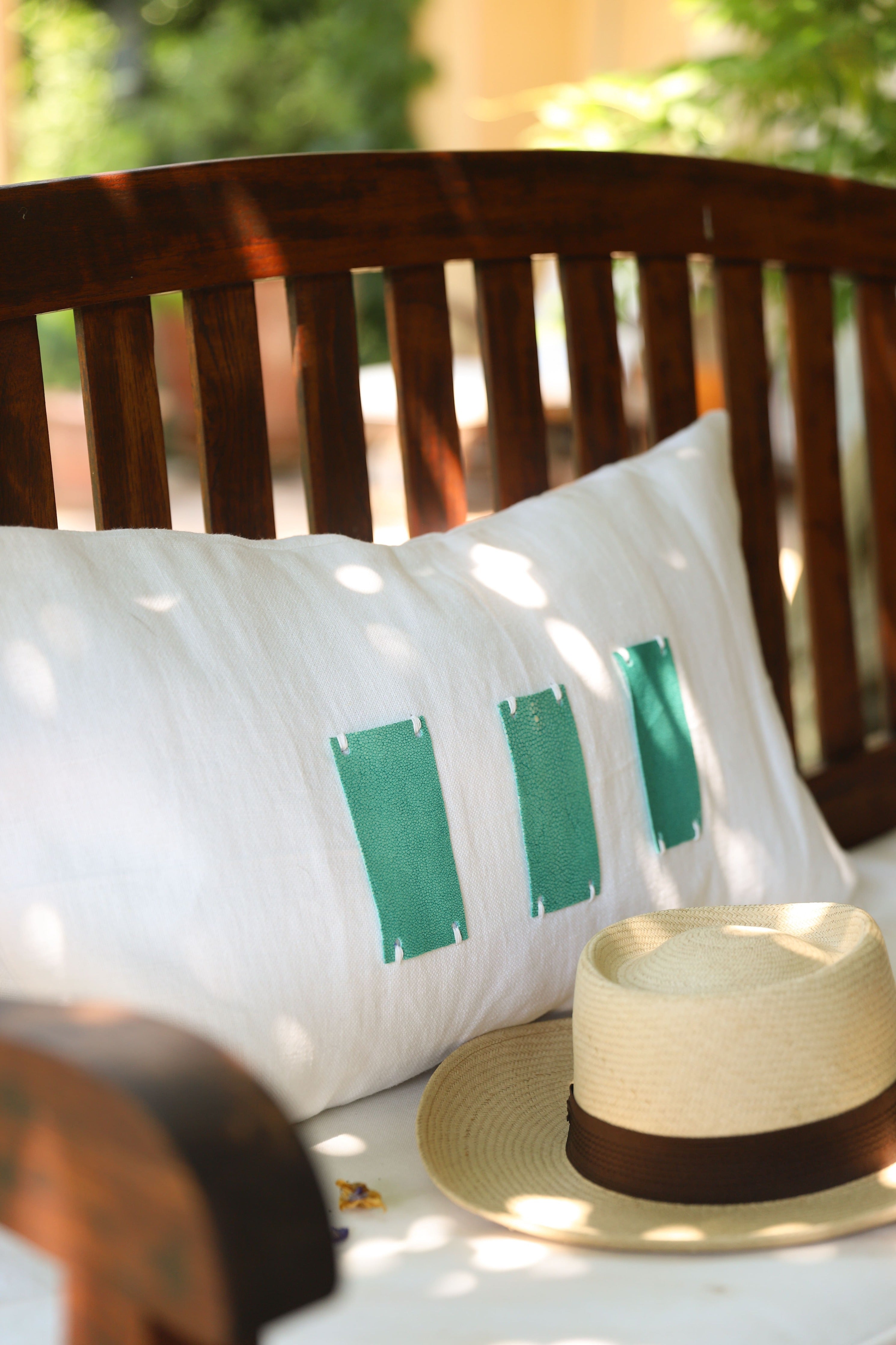PANGLAO Linen Cushion 70x35 - Turquoise