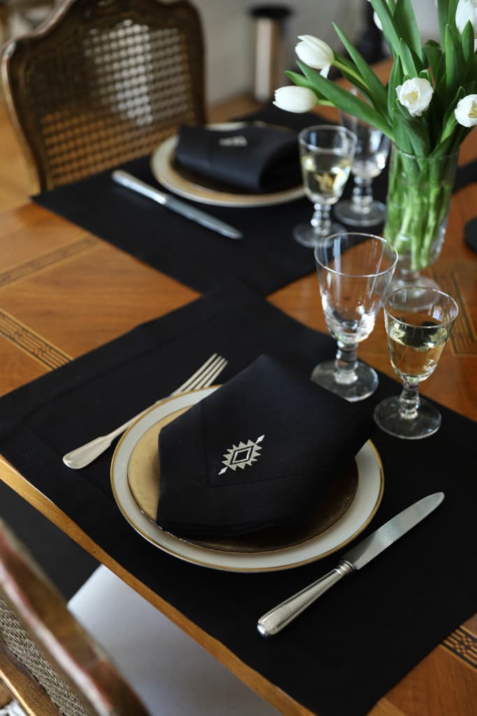 PAMPA 4 Napkins & 4 Placemats - Black