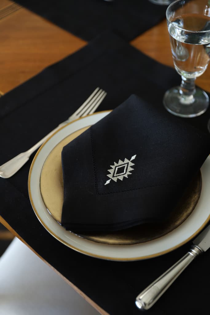 PAMPA 4 Napkins & 4 Placemats - Black