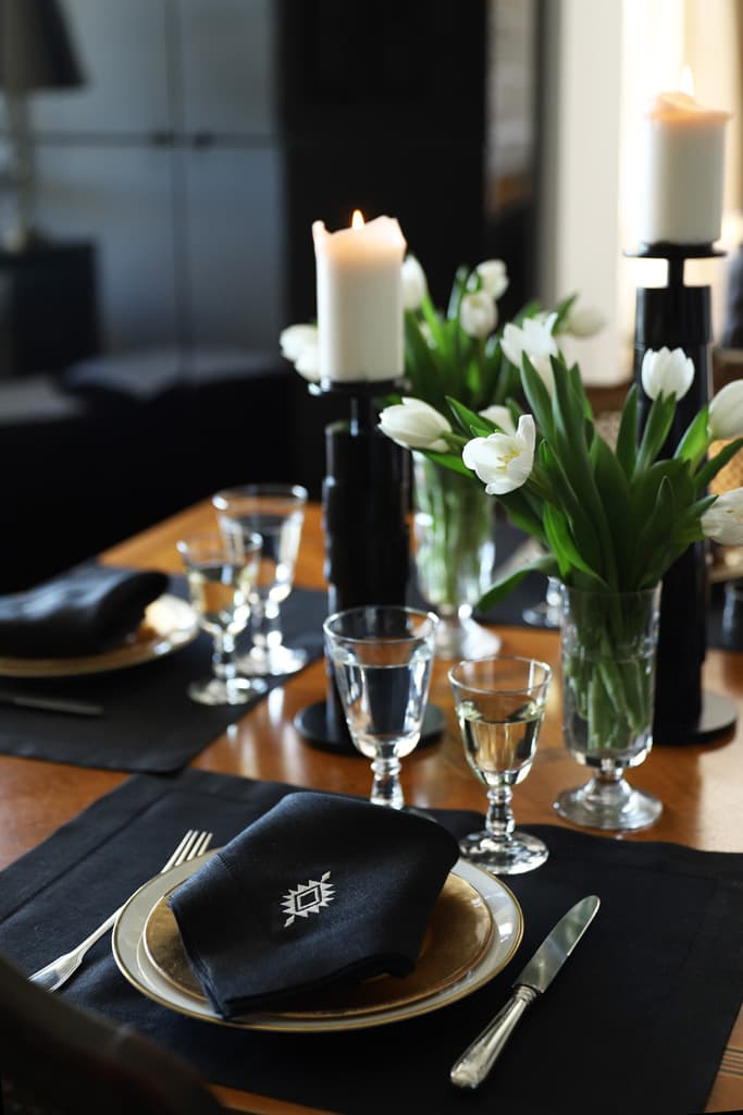 PAMPA 4 Napkins & 4 Placemats - Black