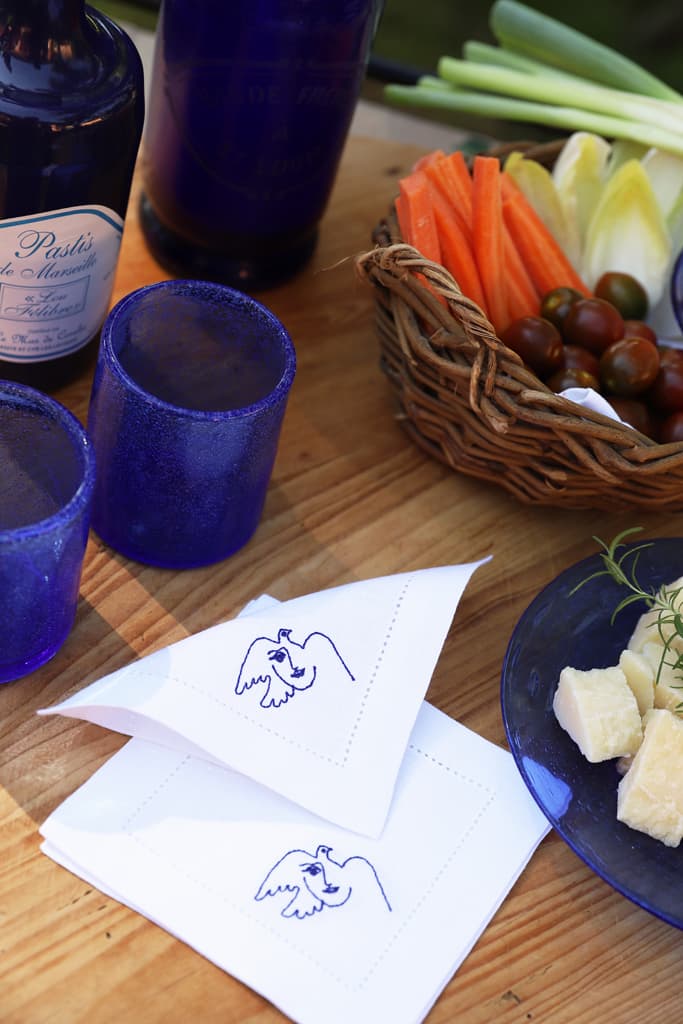 PABLO Set of 8 linen cocktail napkins - Blue