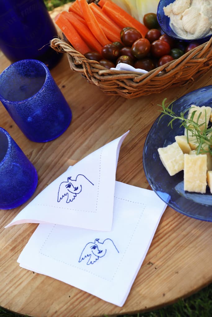 PABLO Set of 8 linen cocktail napkins - Blue