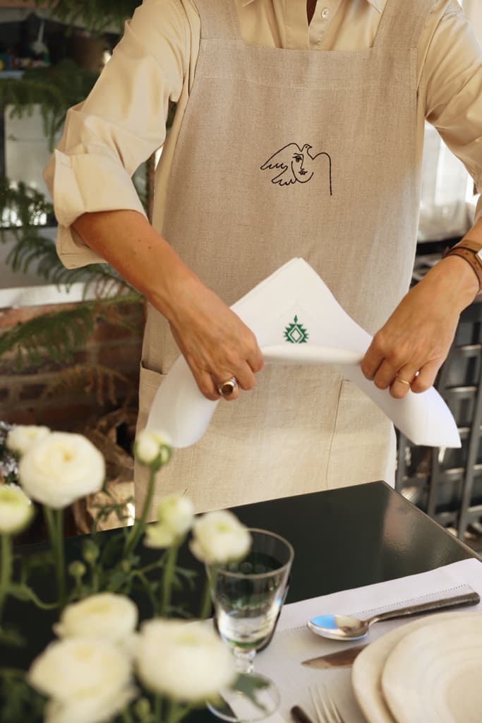 PAMPA 4 Napkins & 4 Placemats - White & Green