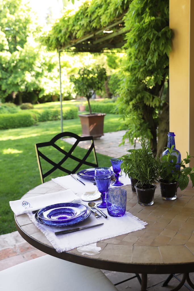 SIFNOS 4 Napkins & 4 Placemats - White & Blue