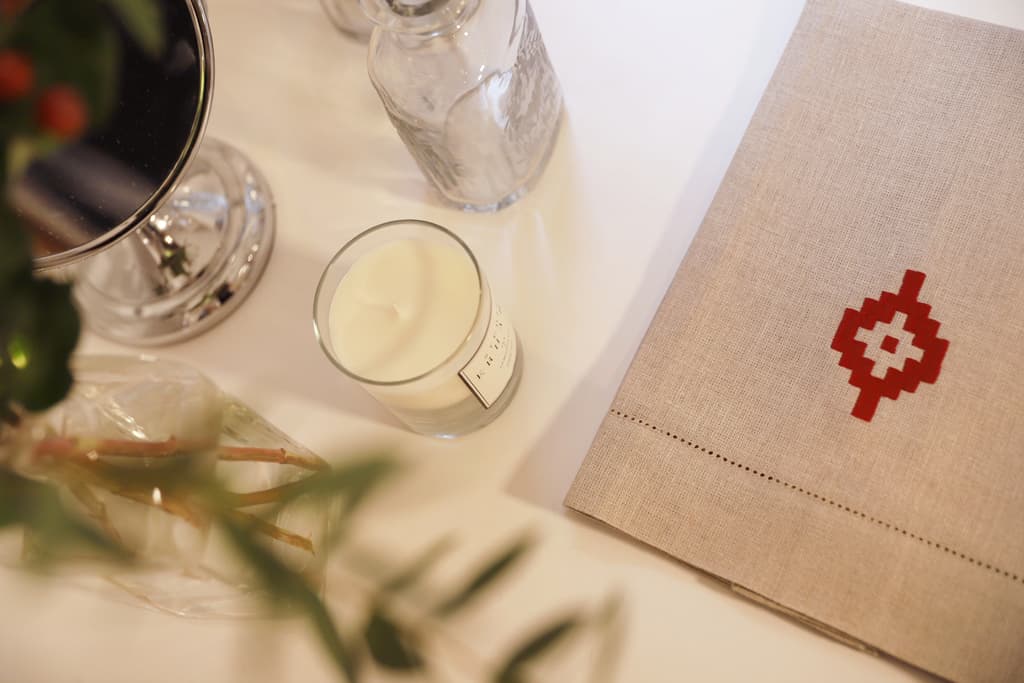 PAMPA Linen Guest Towel - Natural & Red