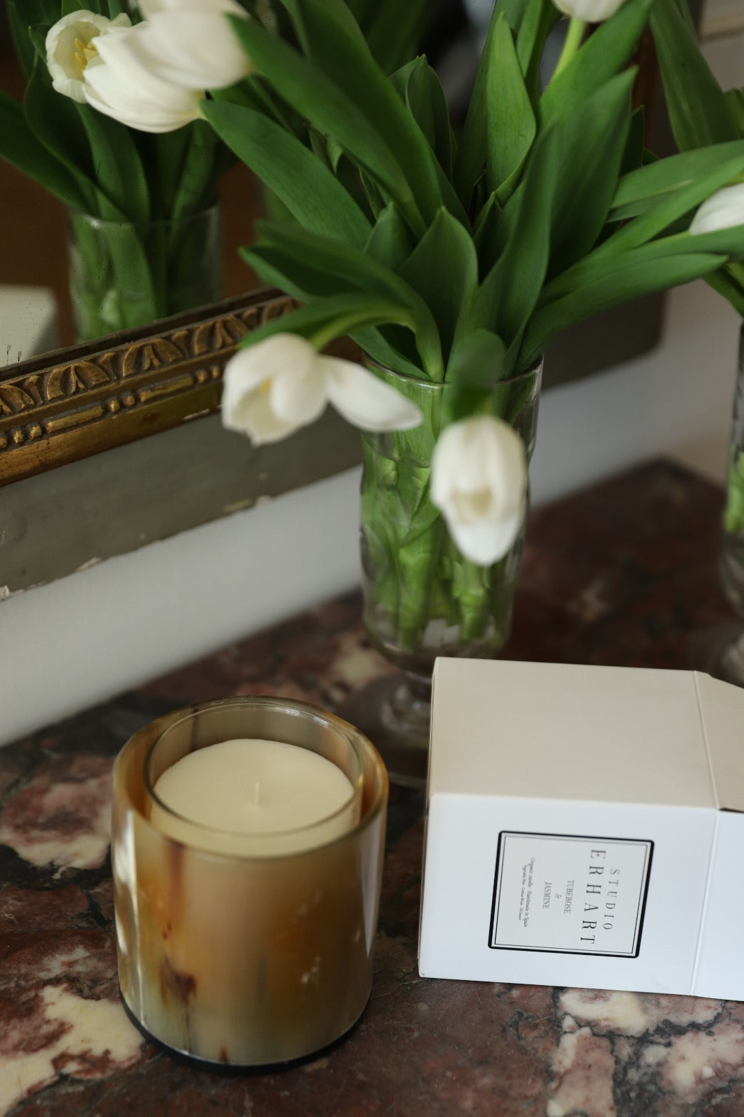 Bundle PAMPA Horn Candle Holder with Rosa Antigua candle