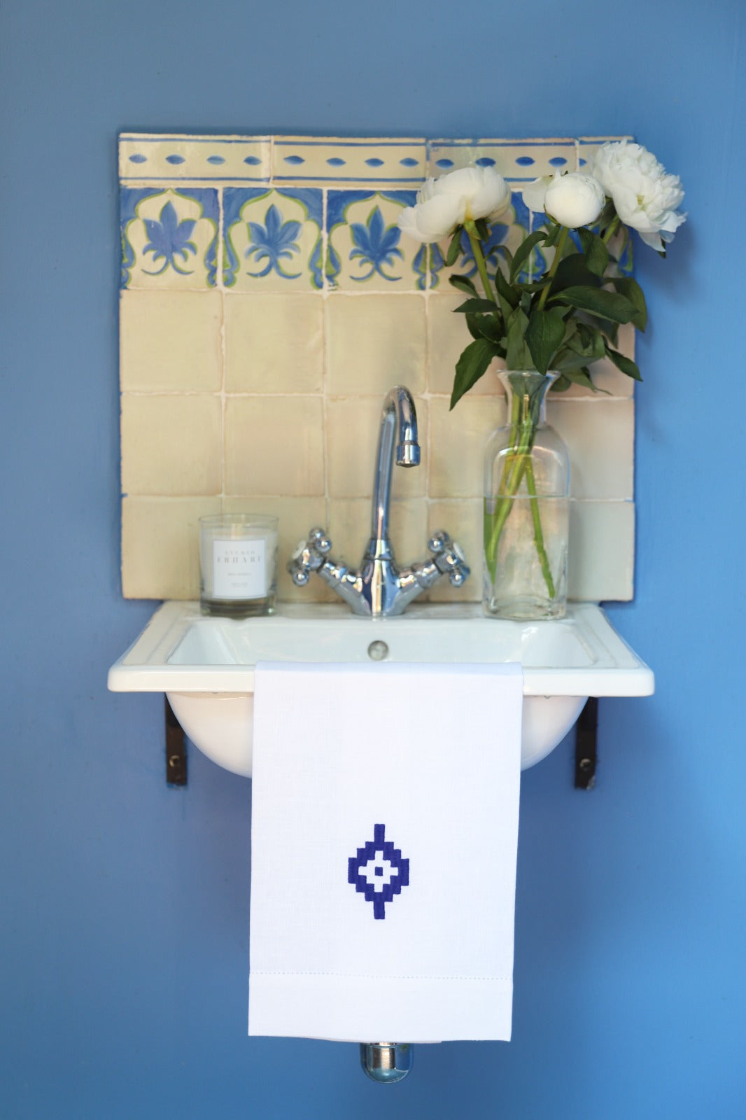PAMPA Linen Guest Towel - Blue