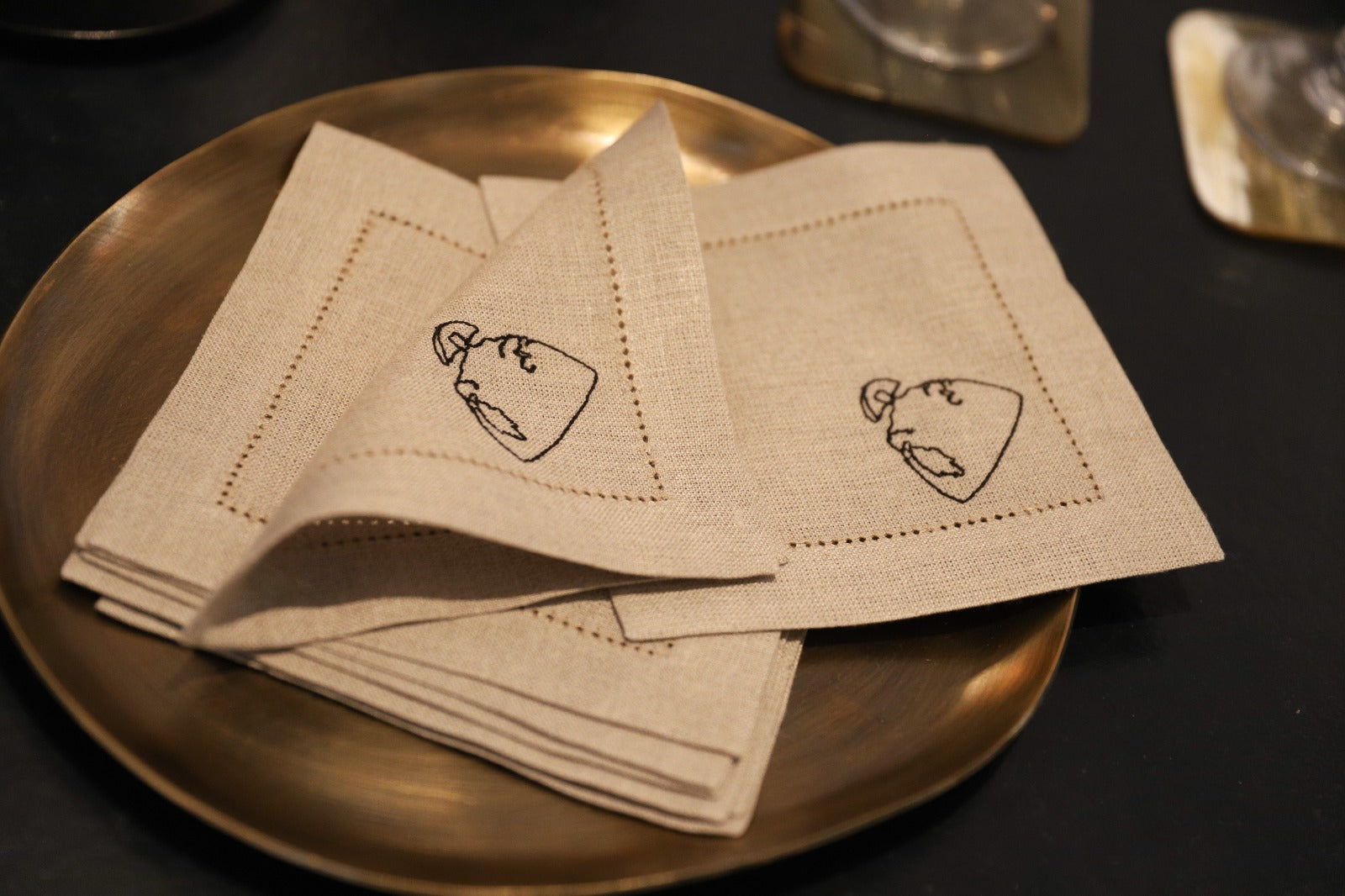 DIEGO Set of 8 linen cocktail napkins - Natural
