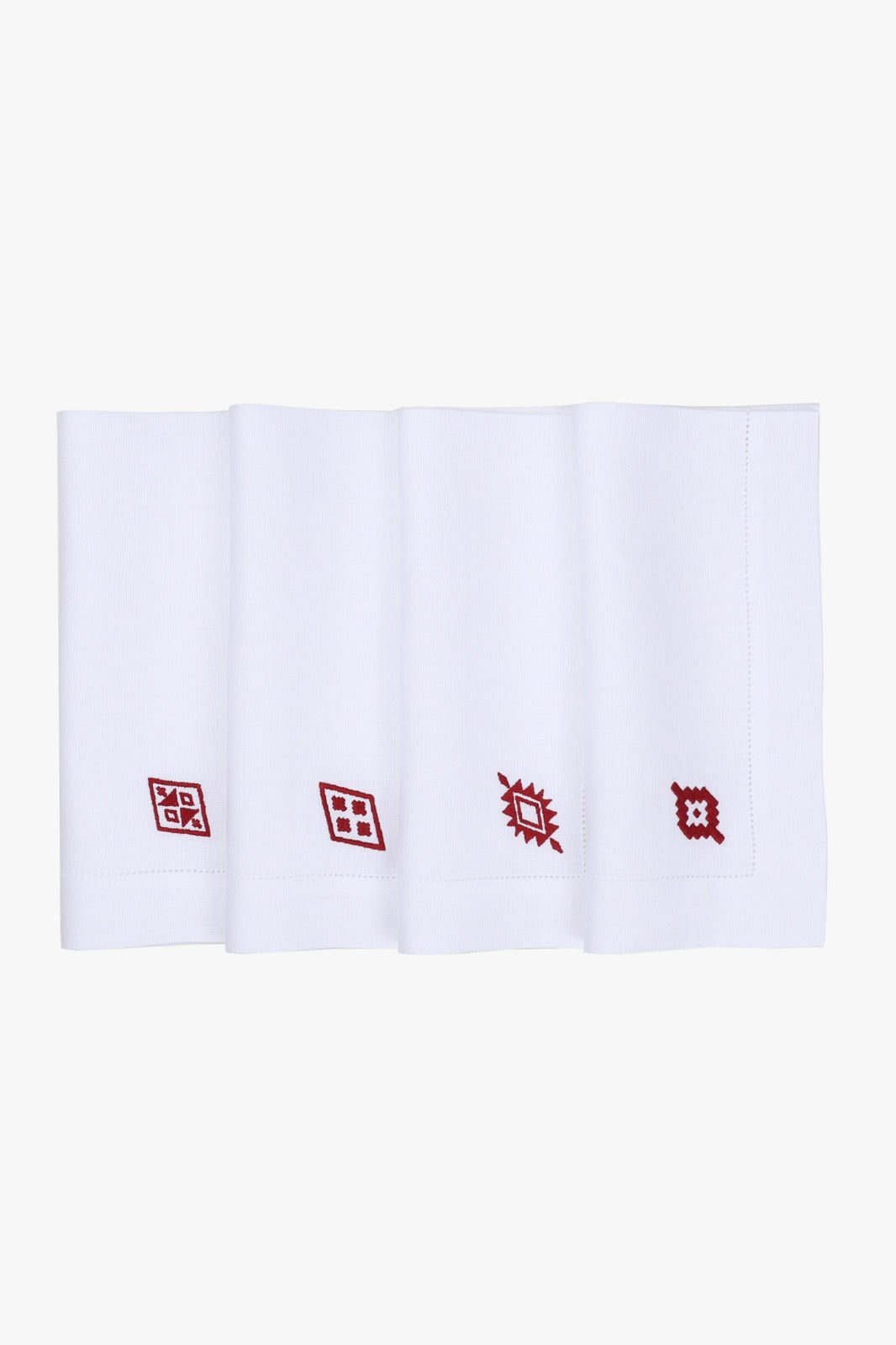 PAMPA 4 Napkins & 4 Placemats - White & Red