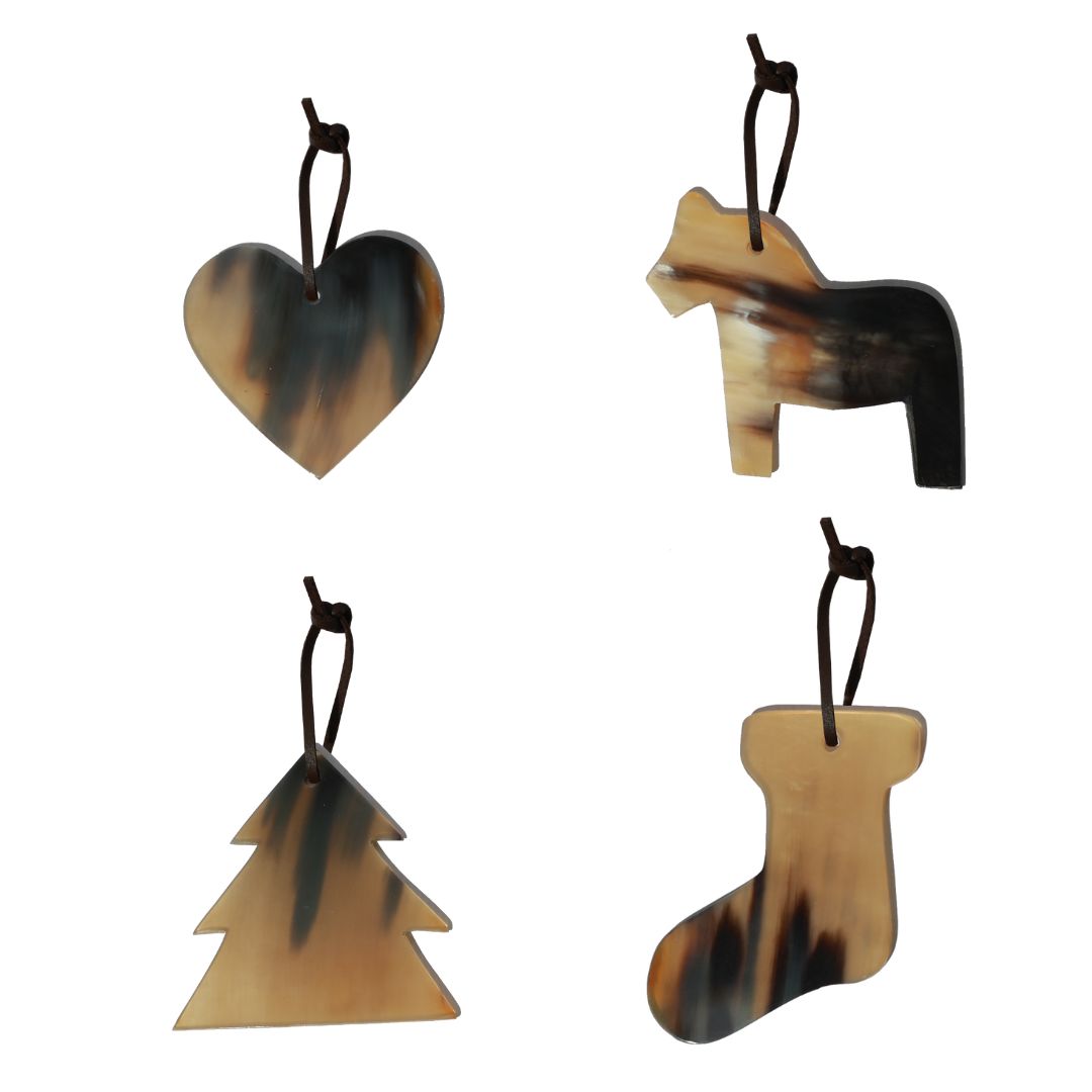 PAMPA Set of 4 Christmas Tree Horn Ornaments - ONE