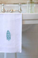 MACONDO Linen Guest Towel - Blue
