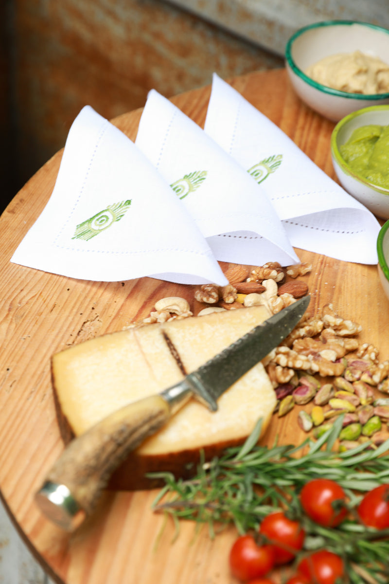 MACONDO Set of 8 linen cocktail napkins - Green