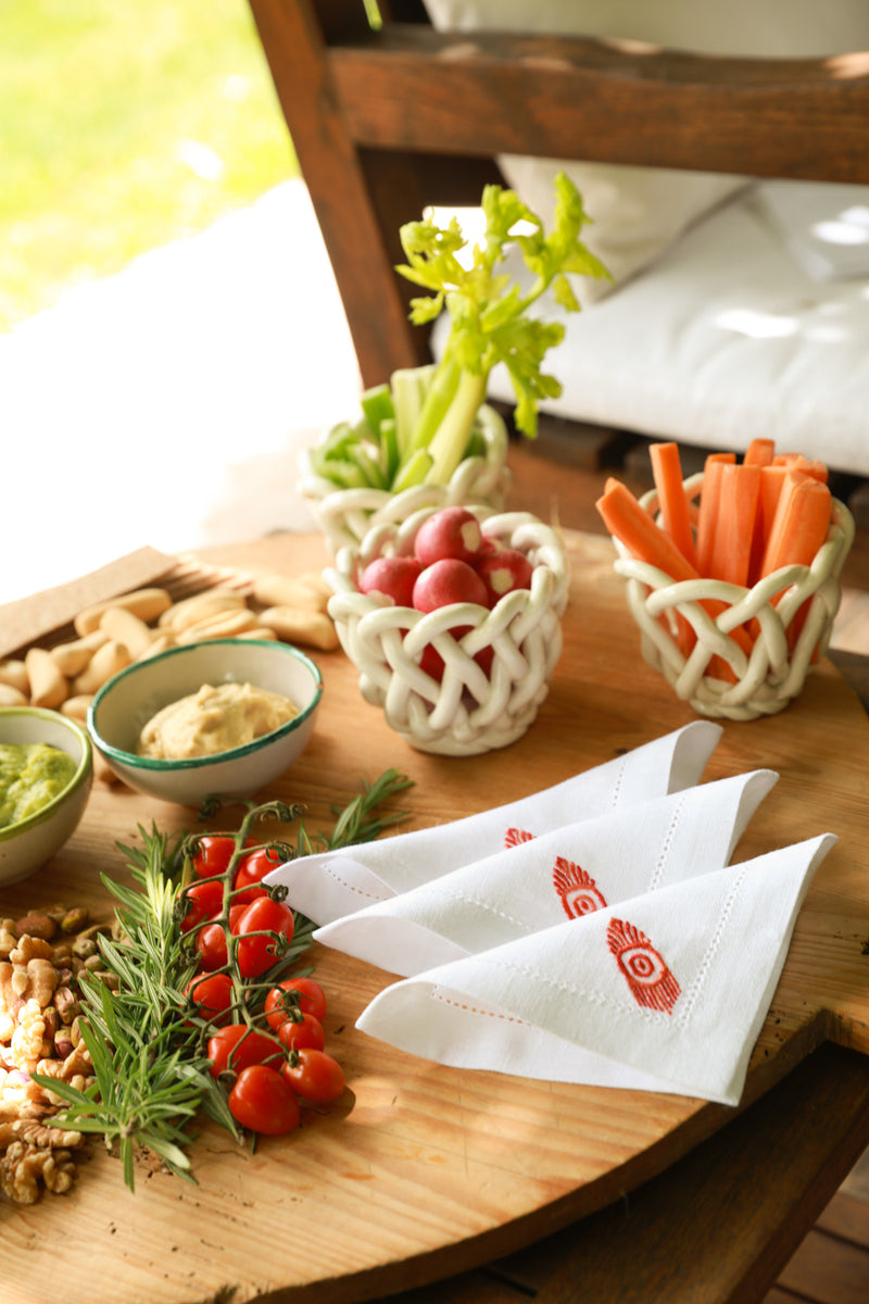 MACONDO Set of 8 linen cocktail napkins - Orange