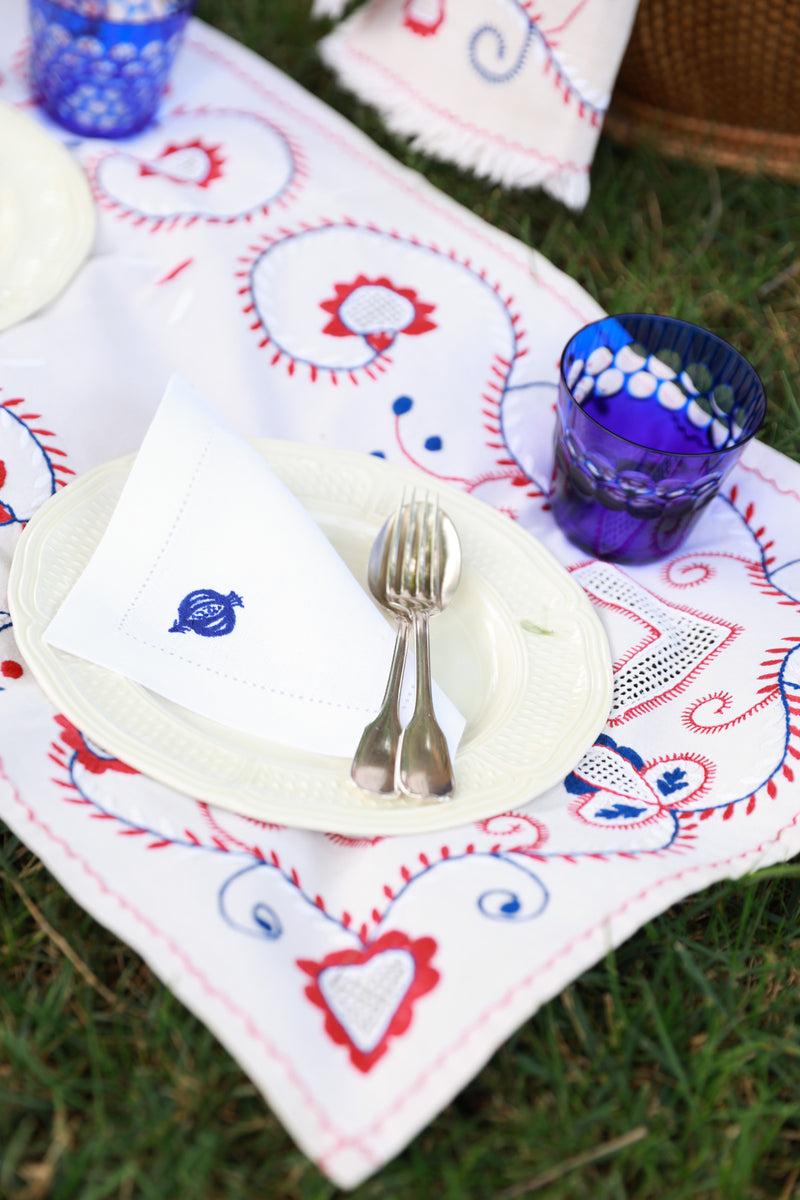 GRANADA Set of 8 linen cocktail napkins - Blue