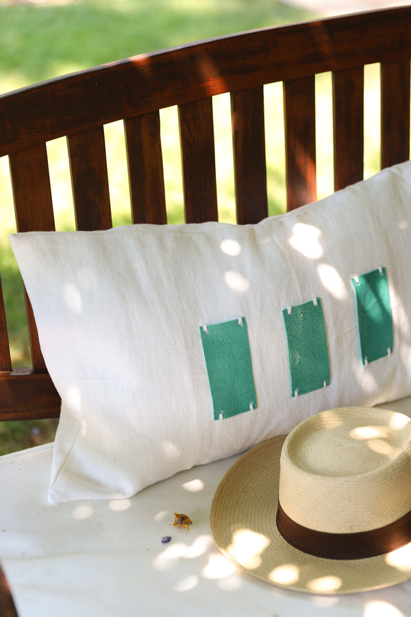 PANGLAO Linen Cushion 70x35 - Turquoise