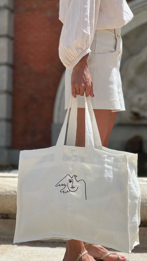 PABLO Pure Linen Shopping Bag - White
