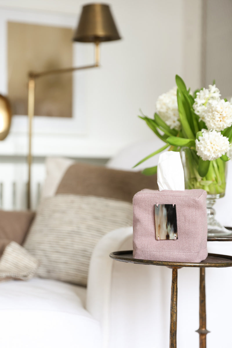 PAMPA Linen tissue box cover with horn – Mauve
