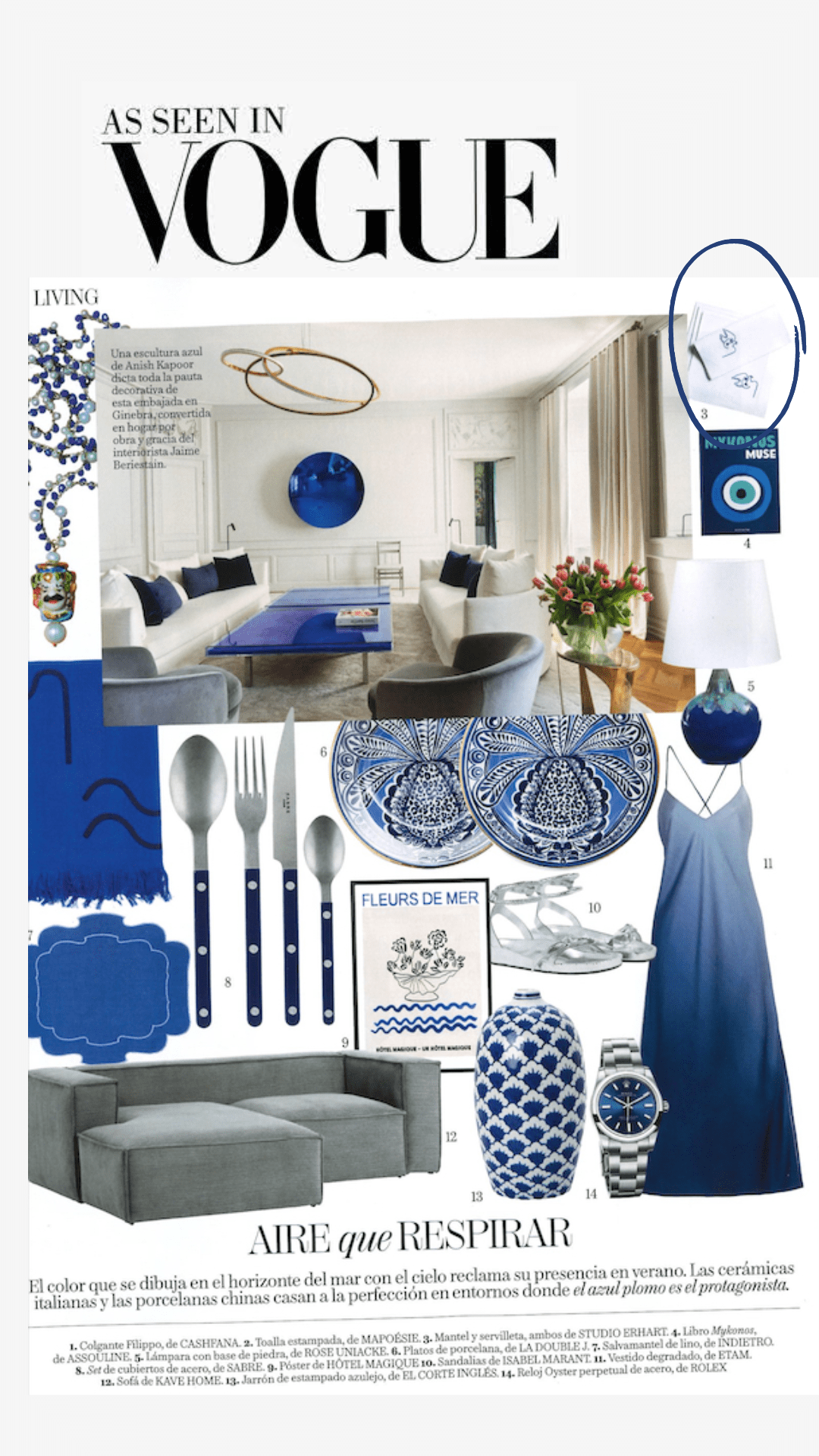 PABLO Oversized Linen Napkin- Blue