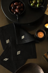 PAMPA Set of 8 linen cocktail napkins - Black