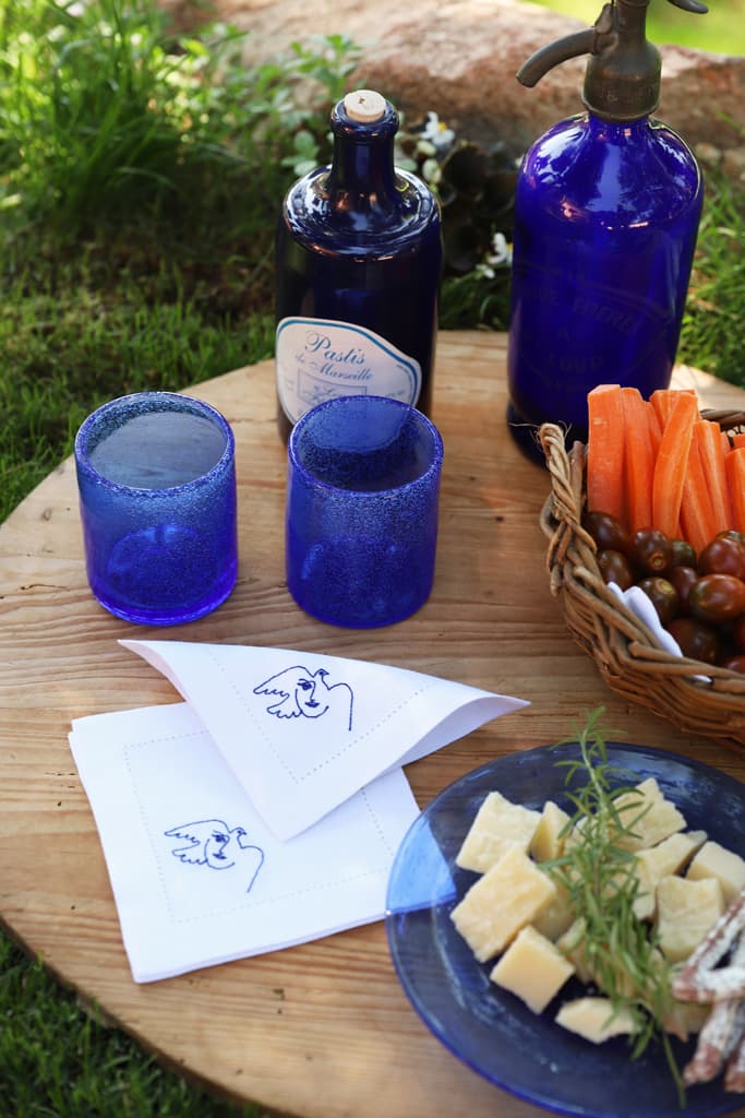 PABLO Set of 8 linen cocktail napkins - Blue