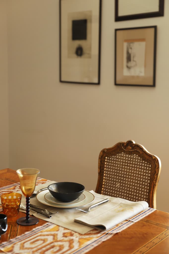 PABLO Linen dining set for 4 - Saffron