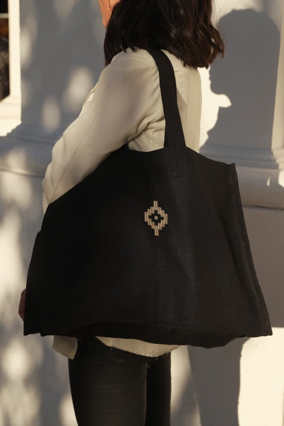 PAMPA Pure Linen Shopping Bag - Black