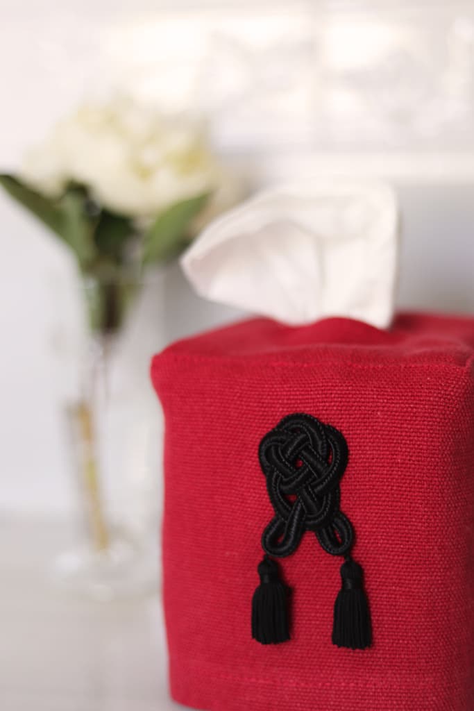 SEVILLA Linen tissue box cover – Red