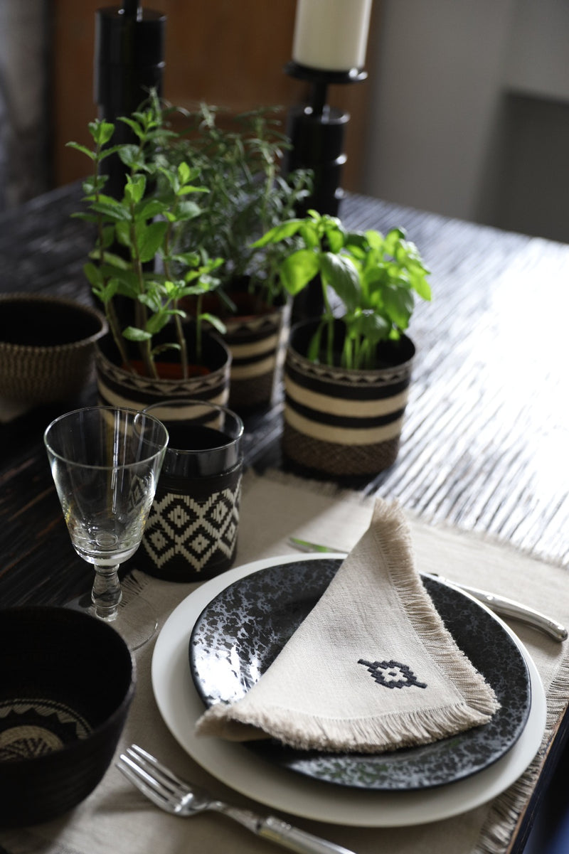 PAMPA Pure Linen Dining Set for 4 - Natural