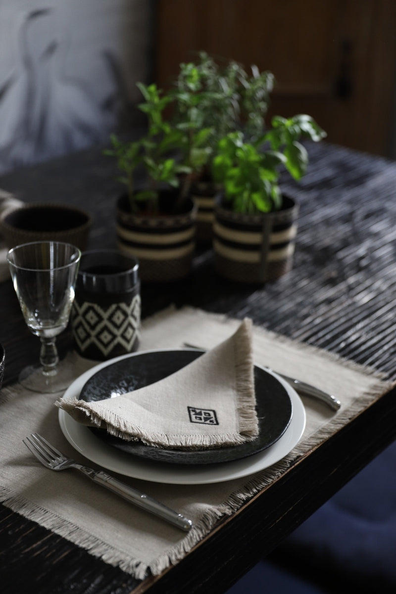PAMPA Pure Linen Dining Set for 4 - Natural