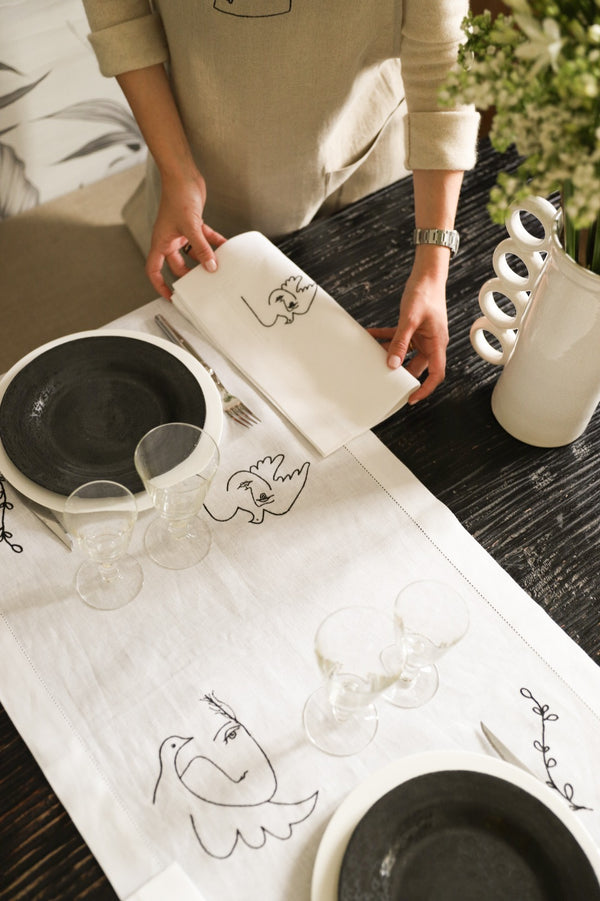 PABLO Pure Linen Table Runner - White