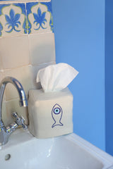 SIFNOS Linen tissue box cover – White