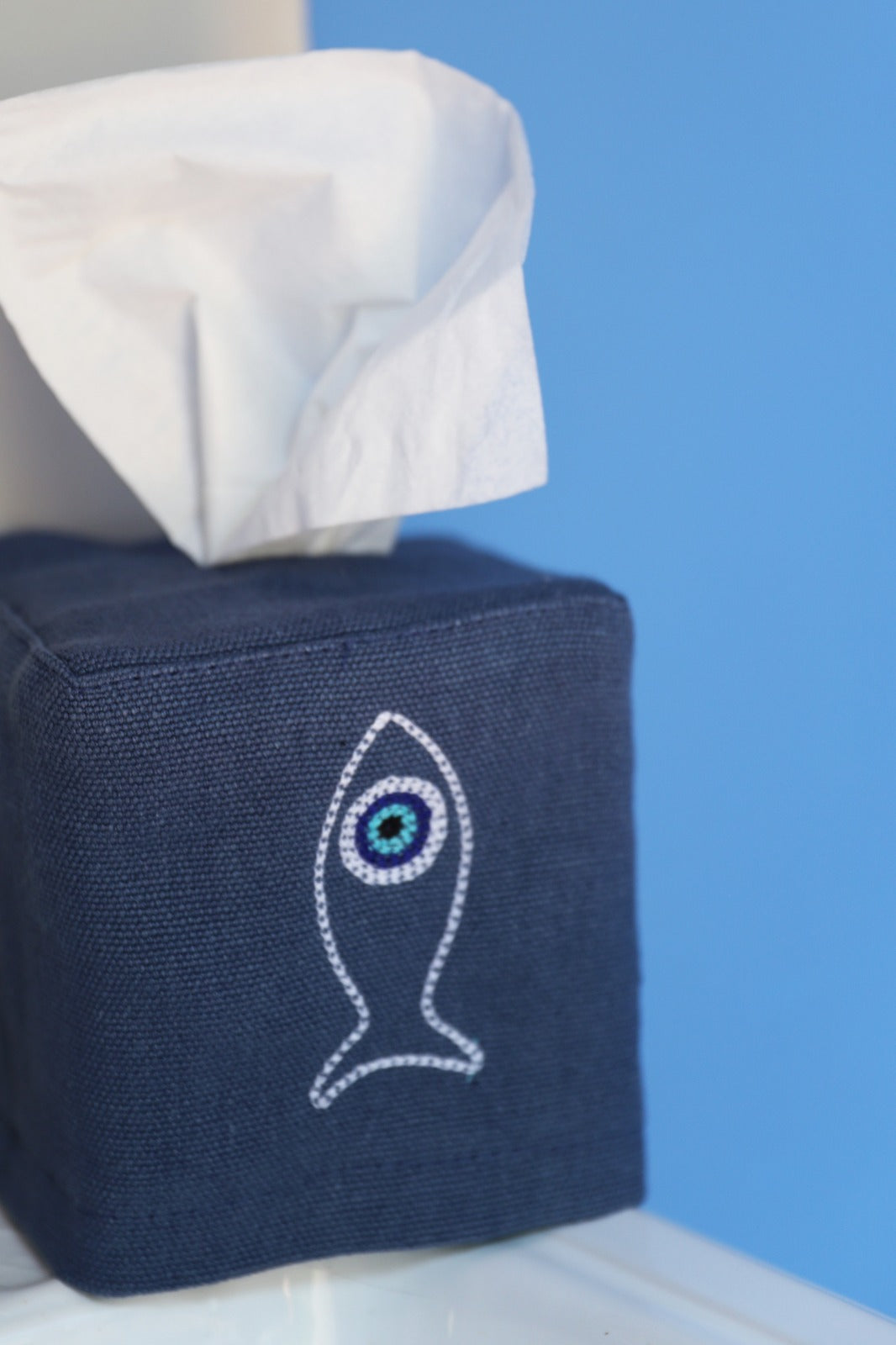 SIFNOS Linen tissue box cover – Blue
